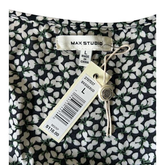 Max Studio Women’s Size Large Floral Wrap Blouse‎ Top NEW - Picture 6 of 7